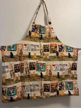 Apron Michael Miller "Le Meowsee du Chat" cat museum cotton fabric